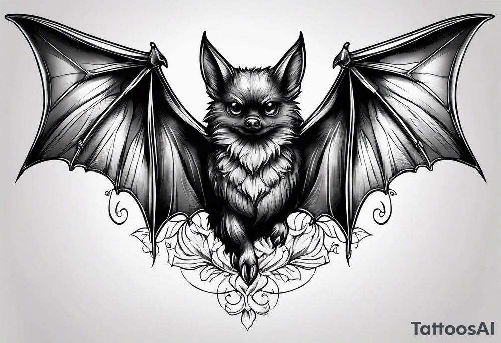 Flying bat tattoo idea