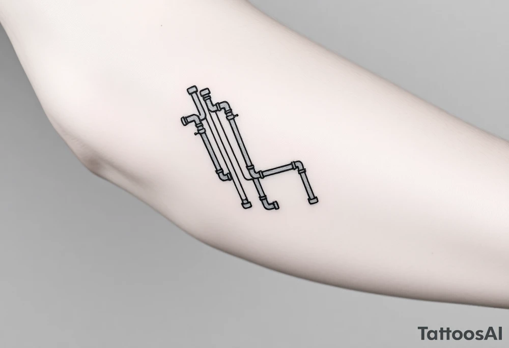 wide vertical System of thin pipes that transitions and transforms outwards of sides and end into thick, widespread 
veins of forearm tattoo idea