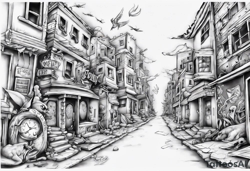 2 streets which got lost and found themselves again after a time tattoo idea