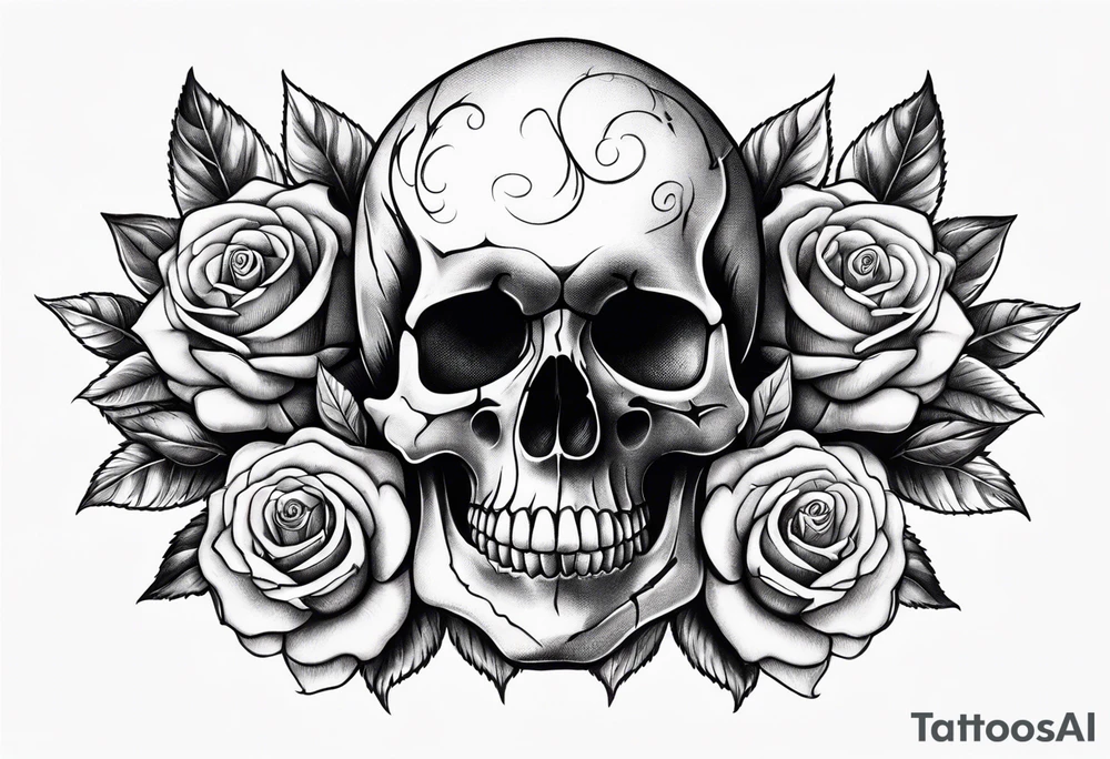 skull and roses tattoo idea