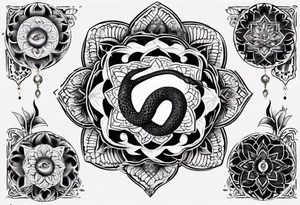 Black snake with mandala pattern as snakeskin tattoo idea