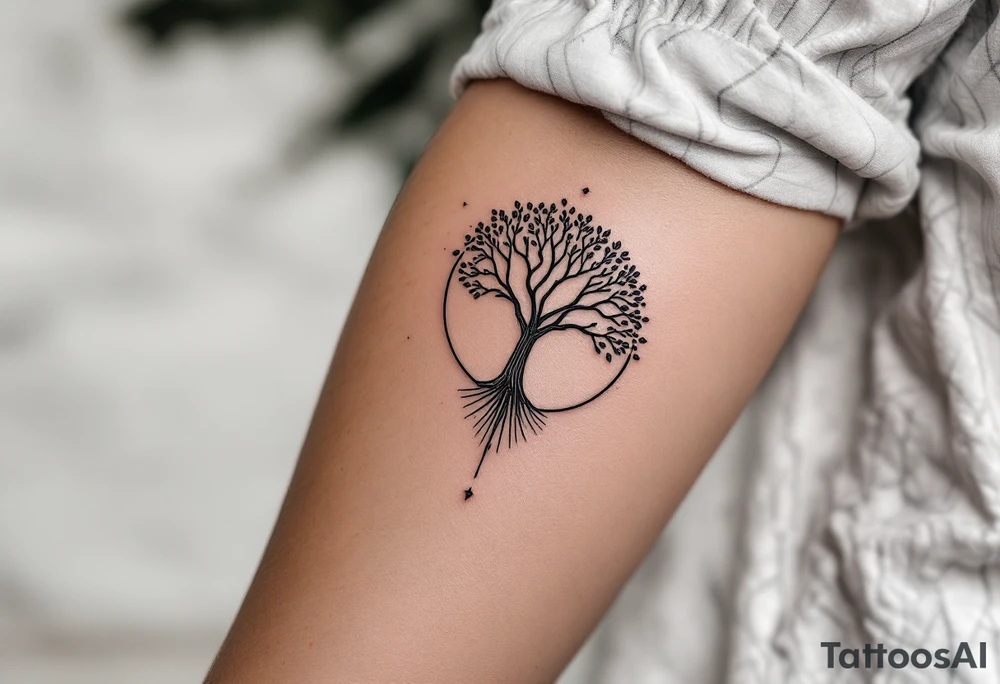 reloj de arena, arbol de la vida, universo tattoo idea