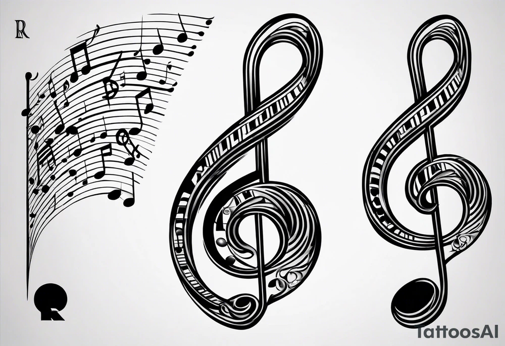 Musical notes depicting the letters R and L tattoo idea