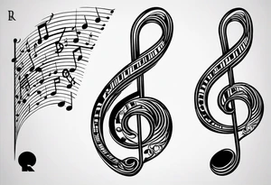 Musical notes depicting the letters R and L tattoo idea