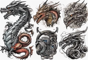 dragon computer parts tattoo idea
