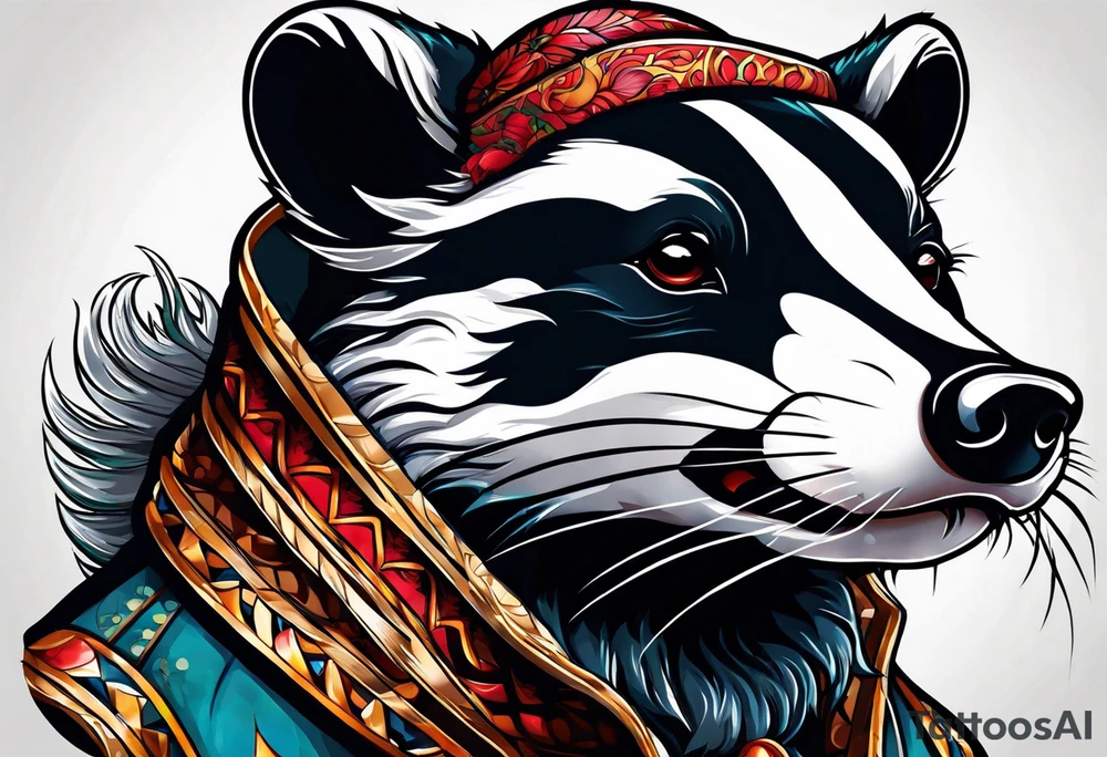 Neo traditional badger with mouth open tattoo idea