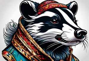 Neo traditional badger with mouth open tattoo idea