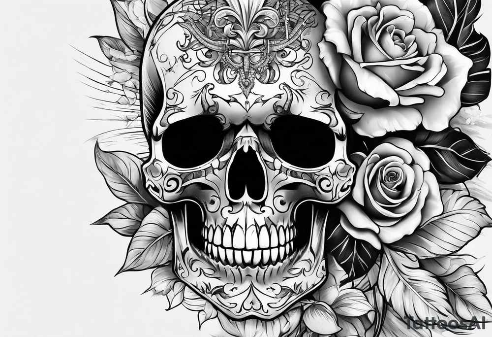 Wold head skull tattoo idea