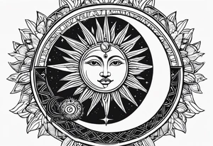 Large sun and moon tattoo that is tall 
Spiritual meaning behind it flowing into a falcon tattoo idea