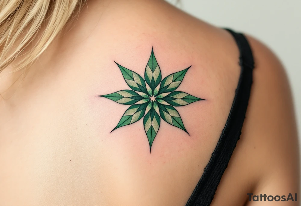 A si green eight-pointed star tattoo radiates growth, harmony, and connection to nature. tattoo idea