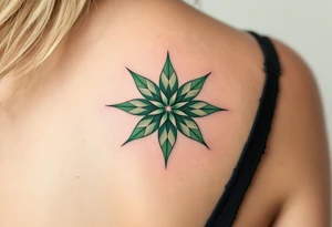A si green eight-pointed star tattoo radiates growth, harmony, and connection to nature. tattoo idea