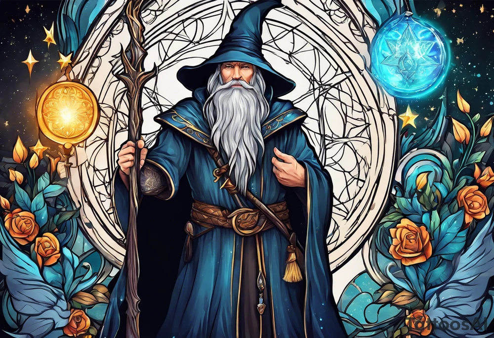 wizard with magic tattoo idea