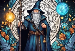 wizard with magic tattoo idea