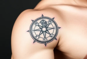 compass with scuba diver tattoo idea