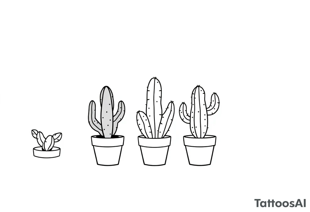 6 unique and Cute cacti in a pot tattoo idea