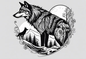 A loon and a wolf tattoo idea