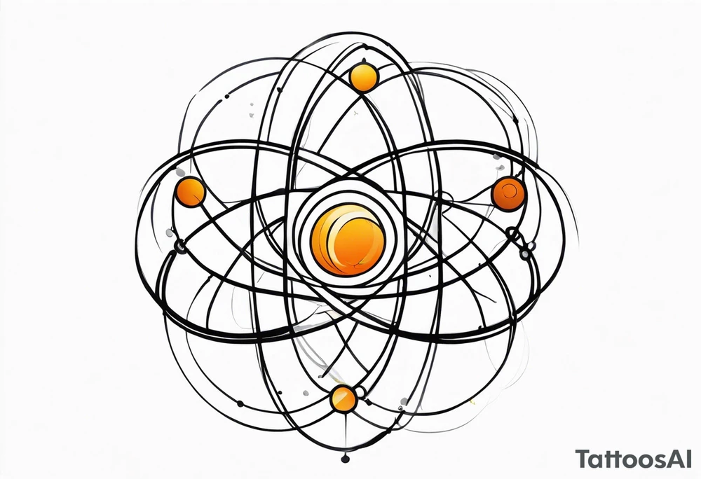 quantum atom with spiritual elements tattoo idea