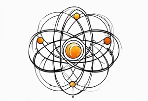 quantum atom with spiritual elements tattoo idea