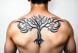 Tree moving in a spiral direction tattoo idea