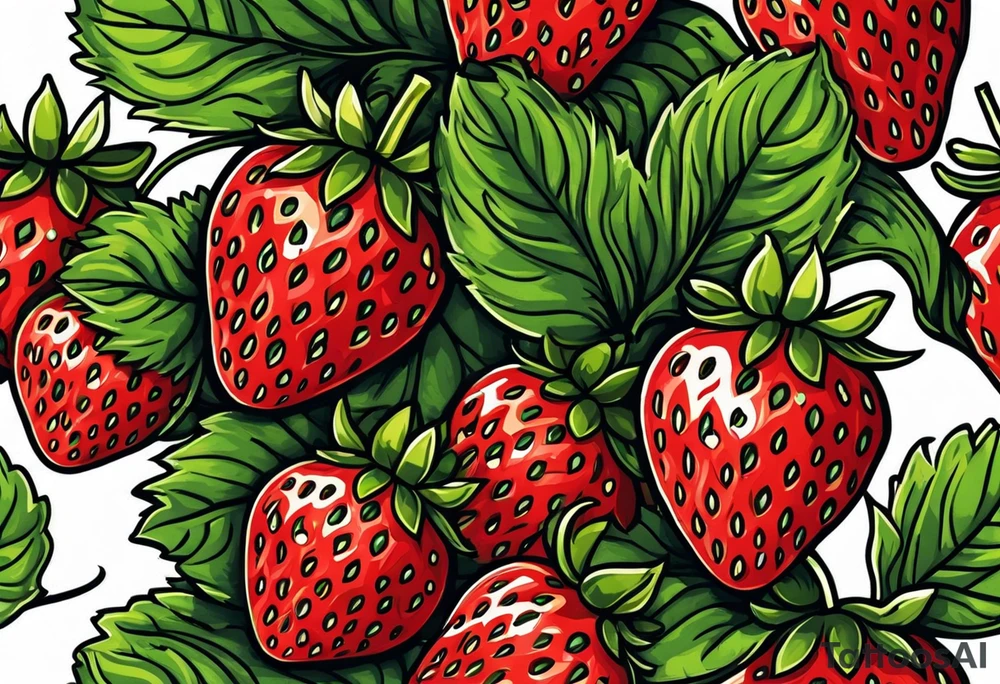 strawberry with banner tattoo idea