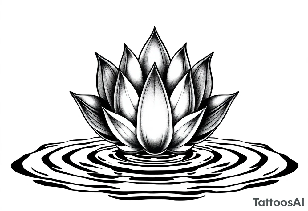 serene lotus flower emerging from sacred waters with ripples tattoo idea