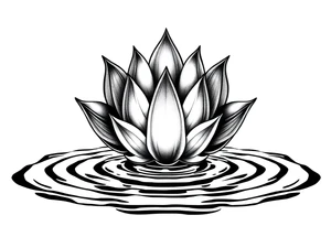 serene lotus flower emerging from sacred waters with ripples tattoo idea