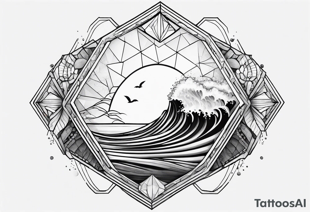 Hexagon linked crystal wave tattoo idea