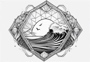 Hexagon linked crystal wave tattoo idea