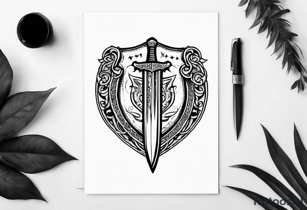 Valhalla sword shield tattoo idea