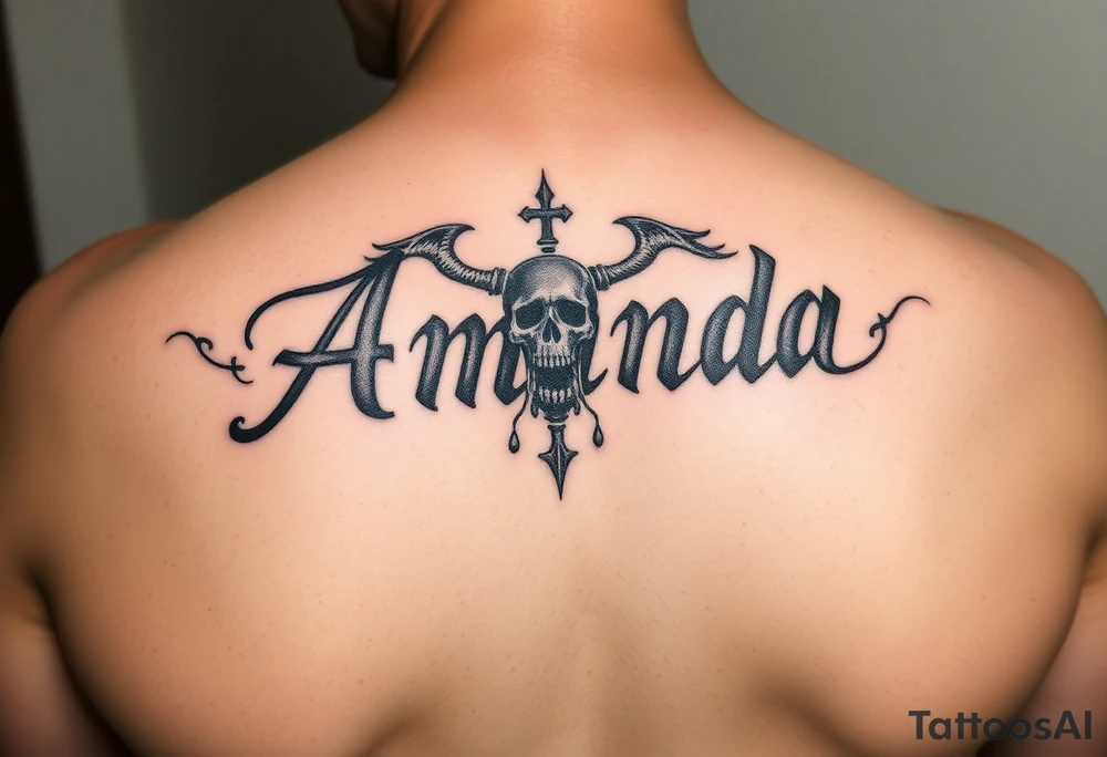 Amanda name with Harry Potter deathly hsllows tattoo idea Amanda name with Harry Potter deathly hsllows tattoo idea