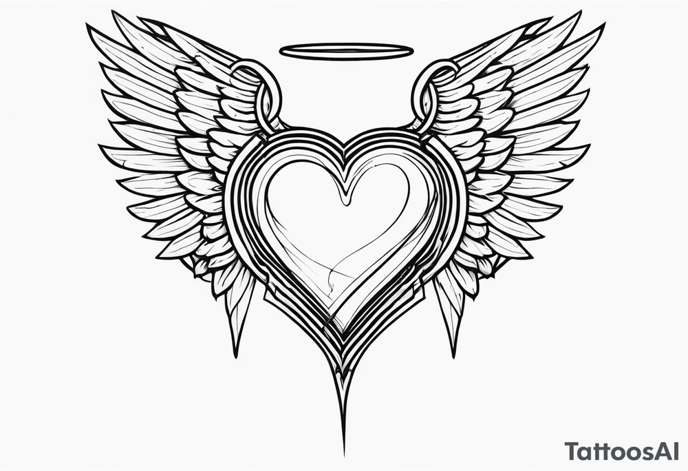 Y2K angel heart with wings tattoo idea