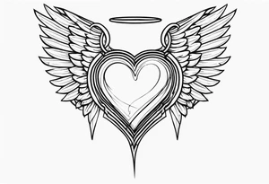 Y2K angel heart with wings tattoo idea