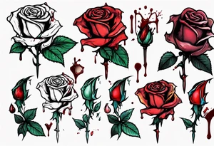 rose flower whose stem is broken with blood dripping from the break tattoo idea