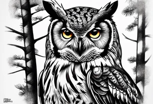 owl forest tattoo idea