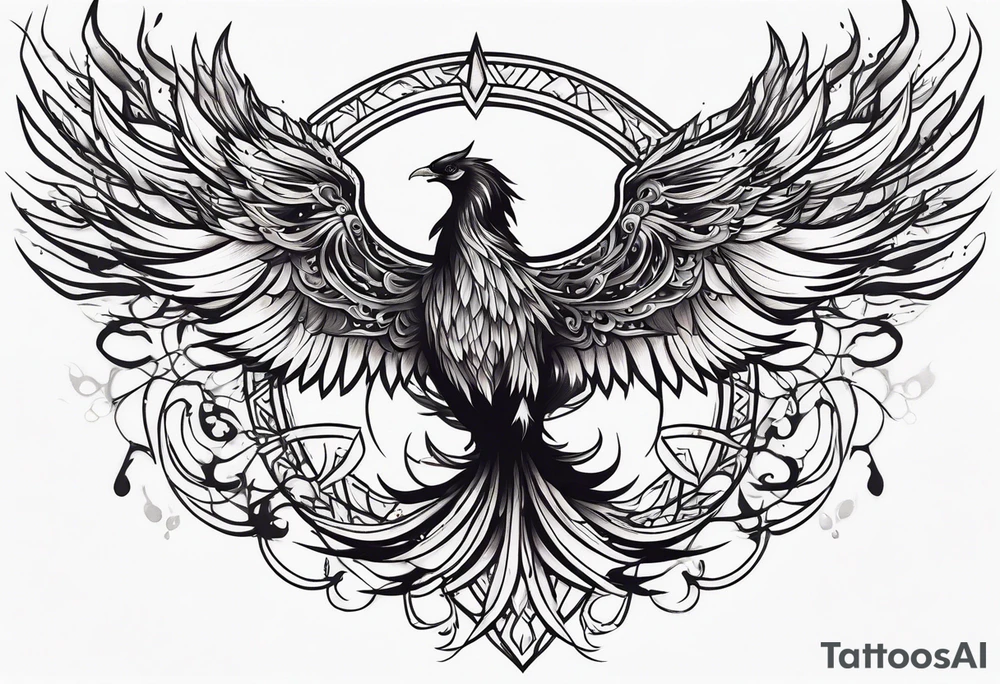 Heavy metal phoenix being reborn tattoo idea