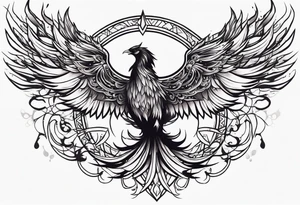 Heavy metal phoenix being reborn tattoo idea