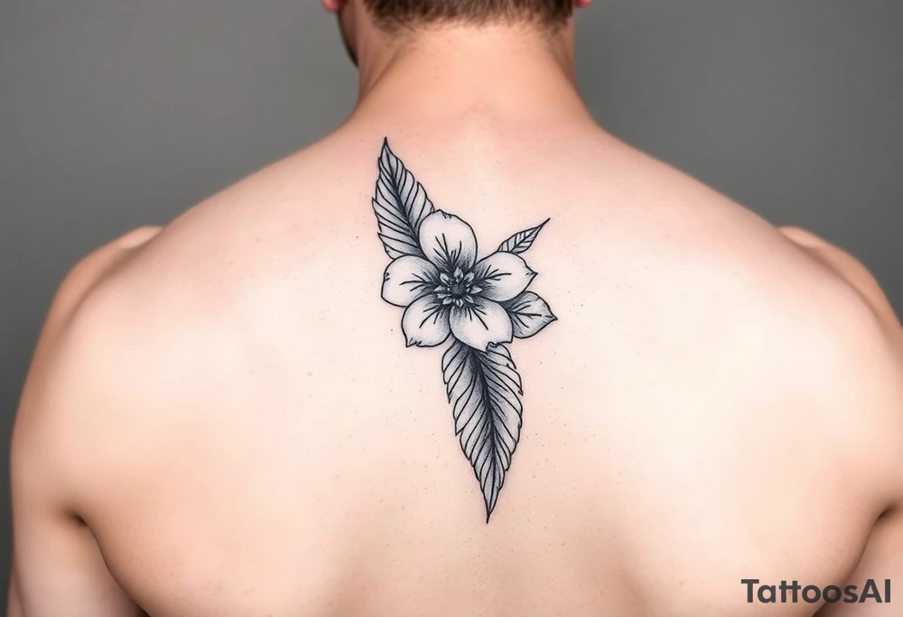 Feather with flower tattoo idea