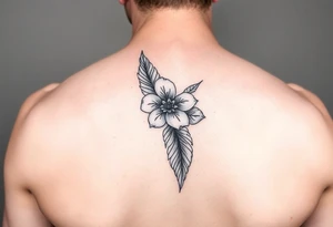 Feather with flower tattoo idea