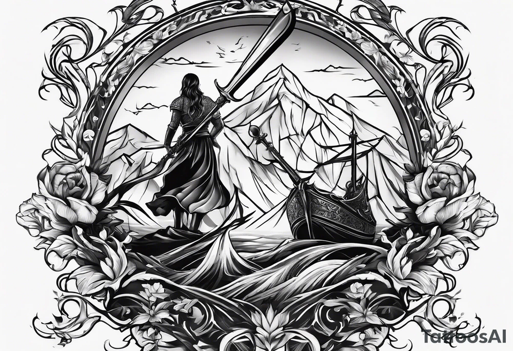 back sword tattoo tattoo idea