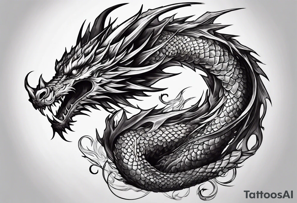Dragon wrapped around a sword tattoo idea