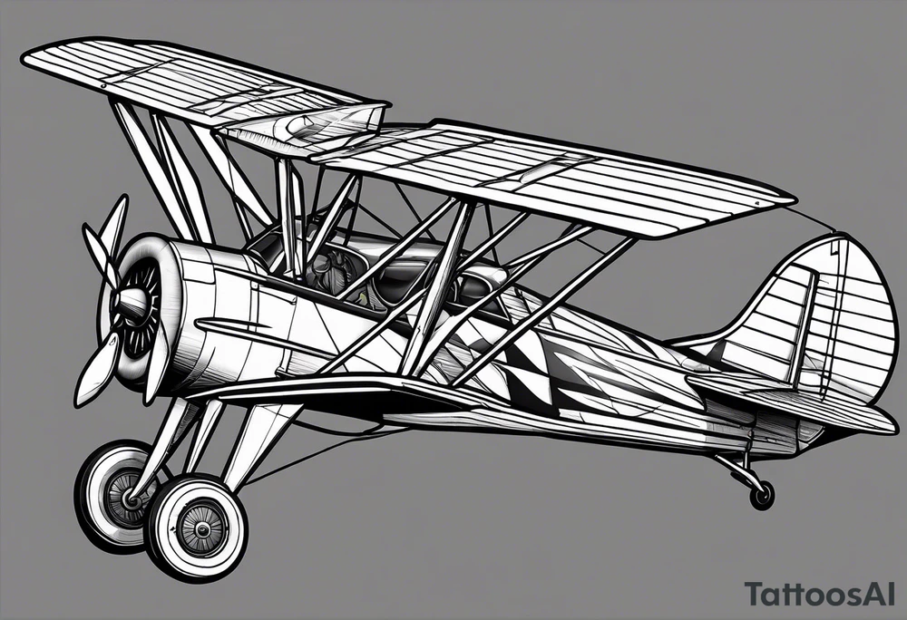 sketch of adventure plane in perspective from the bottom tattoo idea