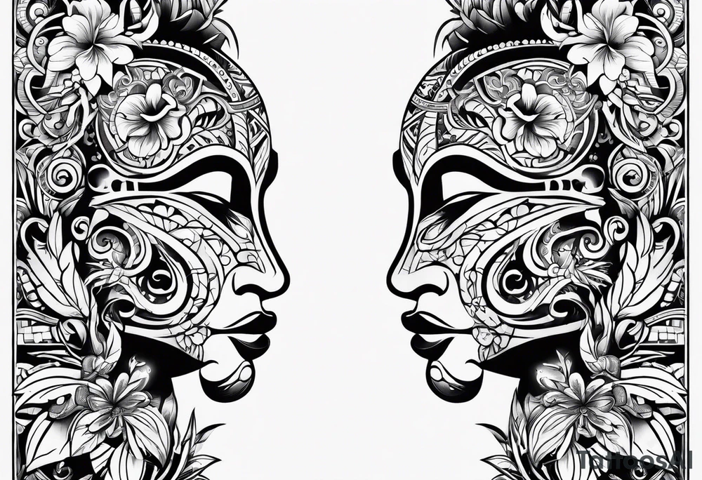 Tribal Tattoo with flowers and patterns tattoo idea