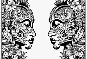 Tribal Tattoo with flowers and patterns tattoo idea