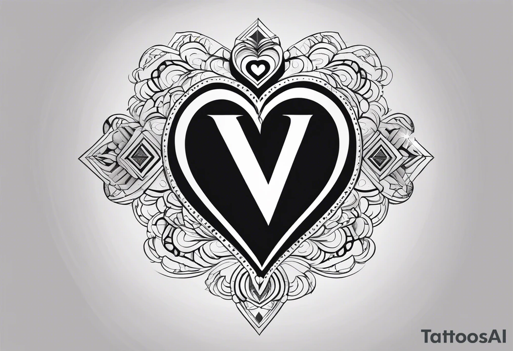 A black heart design, with the letter "β" embedded in the center. tattoo idea