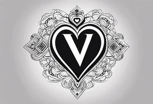 A black heart design, with the letter "β" embedded in the center. tattoo idea