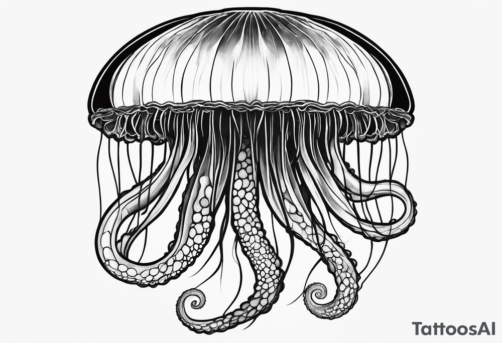 Single Jellyfish, Long tentacles tattoo idea