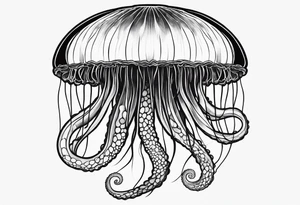 Single Jellyfish, Long tentacles tattoo idea
