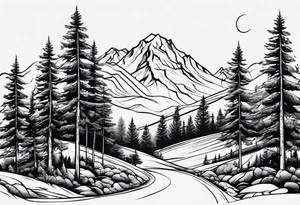 Trees mountain van tattoo idea