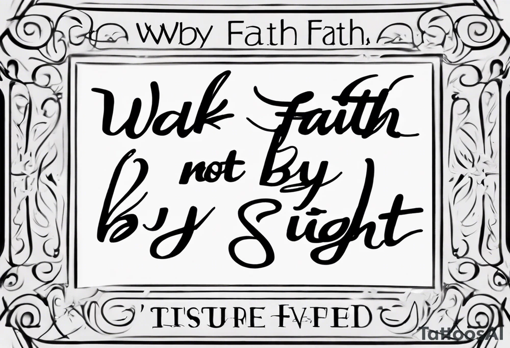 “walk by faith, not by sight” with an elegant script font. Integrate a subtle stairwell wrapping around the quote. This design captures the essence of the journey guided by faith. tattoo idea