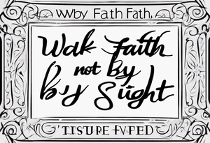 “walk by faith, not by sight” with an elegant script font. Integrate a subtle stairwell wrapping around the quote. This design captures the essence of the journey guided by faith. tattoo idea
